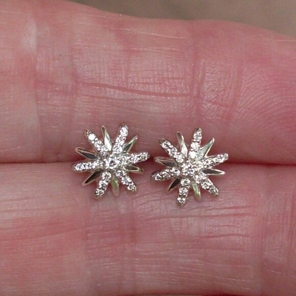 Current Item - David Yurman Petite Starburst Diamond Earrings - DY Backs - Picture 3 of 10